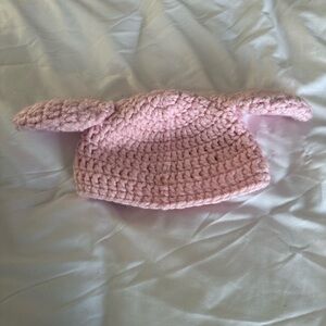 Pink Bunny Ears Crochet Kids Hat